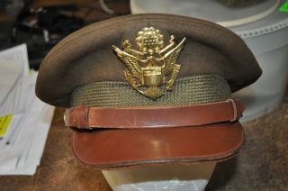 Ww2 Us Army Air Corps Military Air Force Officers Crusher Visor Hat Cap