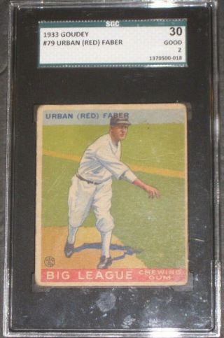 1933 Goudey Urban (red) Faber Baseball Card 79 Sgc 30/2 Good Chicago White Sox