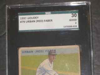 1933 Goudey URBAN (RED) FABER Baseball Card 79 SGC 30/2 GOOD Chicago White Sox 2