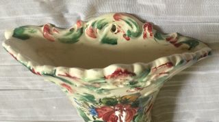 Antique Hand Painted Italian Majolica Porcelain Floral Wall Pocket 6