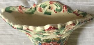 Antique Hand Painted Italian Majolica Porcelain Floral Wall Pocket 7