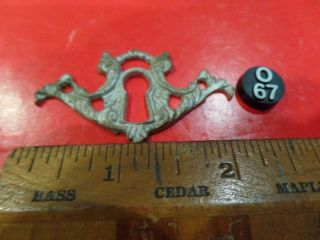 Vintage Antique French Key Hole Cover Escutcheon Brass Hardware O - 67