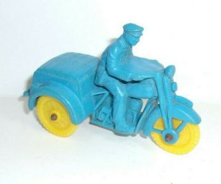 Vintage Auburn Rubber 3 Wheel Toy Police Motorcycle Made In U.  S.  A.  T