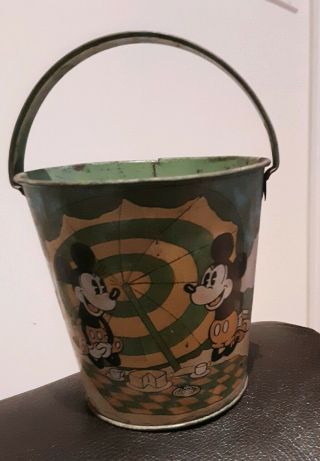 Mickey Mouse Minnie Sand Pail 1930’s Ohio Art Walt Disney