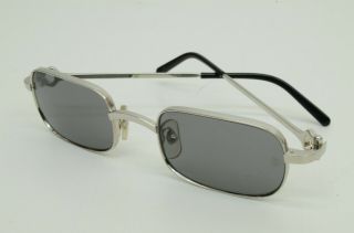 Authentic Cartier Vintage Sunglasses Square Platinum Men 