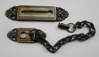 Vintage Brass Safety Chain Latch Door Lock Security Night Slide,  / Screws