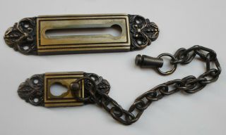 Vintage BRASS Safety Chain Latch Door Lock Security Night Slide,  / Screws 2