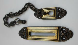 Vintage BRASS Safety Chain Latch Door Lock Security Night Slide,  / Screws 3