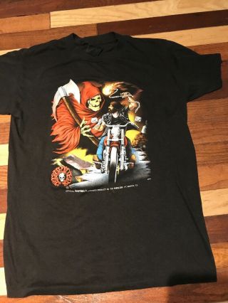 Vintage Harley Davidson 3d Emblem Grim Reaper Skull Biker Easy Riders T - Shirt