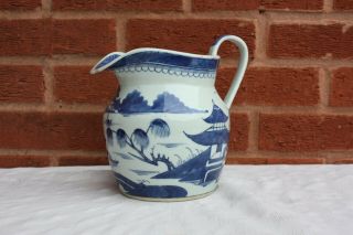 Large 18th Century Chinese Blue And White Jug Qianlong Period