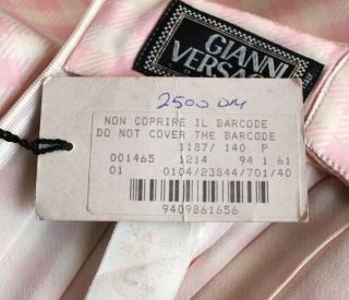 VTG S/S 94 Gianni Versace Couture Pink & Ivory Silk Gingham Dress Safety Pin Col 5