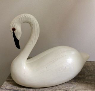 Vintage White Composite Folk Art Swan
