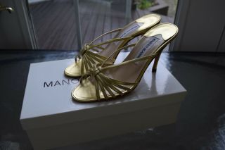 Vintage Manolo Blahnik Heels,  In Gold.  Size 36.  5