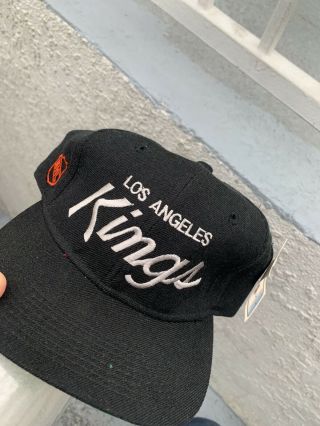 Vtg Los Angeles La Kings Sports Specialties Nhl Script Snapback Cap Hat Rare Nwa