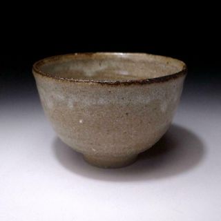 XN6: Vintage Japanese Pottery Tea Bowl,  Karatsu Ware with Signed wooden box 4