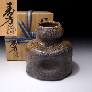 Xh3: Japanese Vase,  Shigaraki Ware By 1st Class Potter,  Jyuho Ueda,  Hole - Kiln