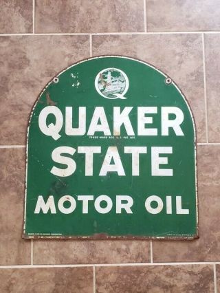 Rare Vintage Quaker State Motor Oil Gasoline Advertising Sign Made In The U.  S.  A