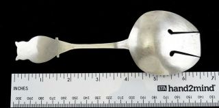 Antique Native American Indian Sterling Silver Turquoise Owl Eagle Serving Spoon 3