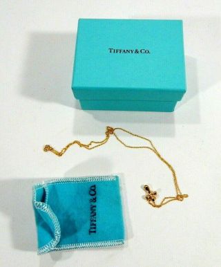 Vintage Tiffany & Co Elsa Peretti 18k Yellow Gold Cross Necklace W/ Box & Pouch