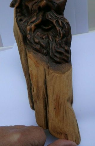 Vintage Wood Carving of Wizard or Old Man in Hat Wall Folk Art,  1985 Signed 8