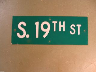 Vintage S.  19th St Street Sign