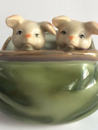 Vintage 1940s Hand Painted Porcelain Pig Fairings Coin Purse Collectible 2