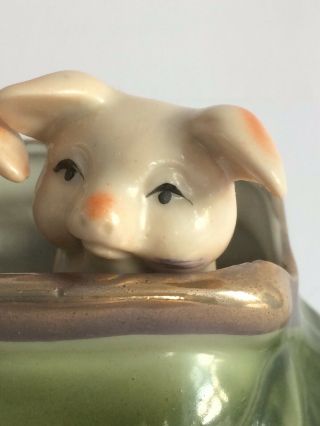 Vintage 1940s Hand Painted Porcelain Pig Fairings Coin Purse Collectible 3