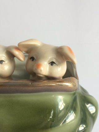 Vintage 1940s Hand Painted Porcelain Pig Fairings Coin Purse Collectible 4