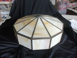 Vintage 11 Sides 12 In Dia.  Slag Glass Table Lamp Shade