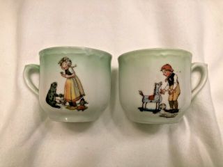 Set Of Two Antique German Child’s Tea Cup – Children With Toys
