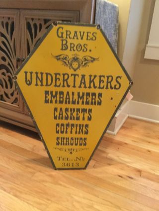 Old Undertaker Funeral Home Double Sided Antique Porcelain Sign 2
