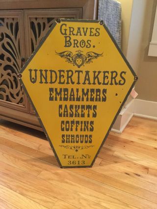 Old Undertaker Funeral Home Double Sided Antique Porcelain Sign 3