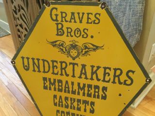 Old Undertaker Funeral Home Double Sided Antique Porcelain Sign 4