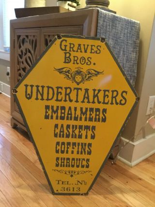Old Undertaker Funeral Home Double Sided Antique Porcelain Sign 6