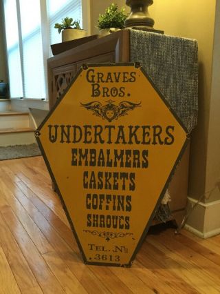 Old Undertaker Funeral Home Double Sided Antique Porcelain Sign 7