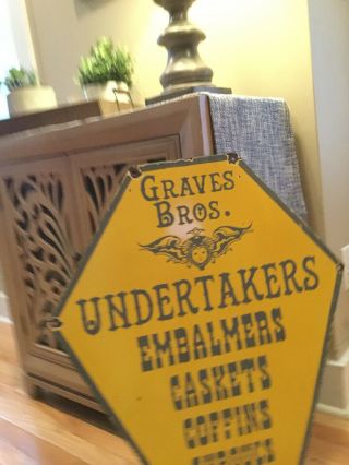 Old Undertaker Funeral Home Double Sided Antique Porcelain Sign 8