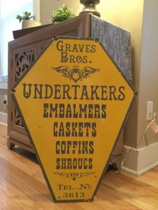 Old Undertaker Funeral Home Double Sided Antique Porcelain Sign 9