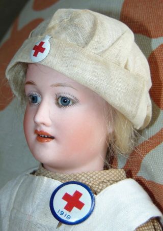 VERY RARE ANTIQUE Character Doll GEBRUDER HEUBACH Lady Body RED CROSS NURSE 7935 3