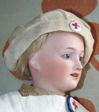 VERY RARE ANTIQUE Character Doll GEBRUDER HEUBACH Lady Body RED CROSS NURSE 7935 4