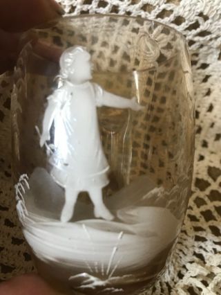 ANTIQUE 1893 WORLD ' S FAIR MARY GREGORY GLASS MUG CUP BOY1893 6