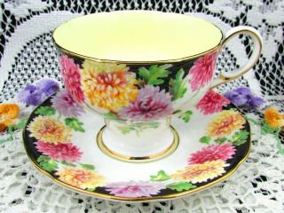 Paragon Chrysanthemum Corset Shape Yellow Tea Cup And Saucer