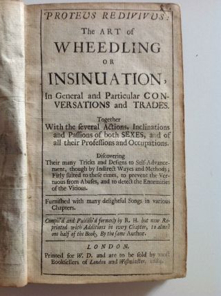 1684,  Rare Antique Book,  Proteus Redivivus,  Or The Art Of Wheedling,  Collectable