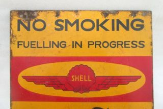 Vintage Shell Oil Gas Station No Smoking Indication Porcelain Enamel Sign Board 3