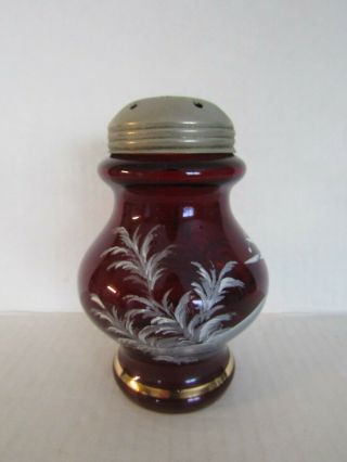 Antique Red Mary Gregory Glass Sugar Shaker 2