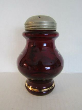 Antique Red Mary Gregory Glass Sugar Shaker 3