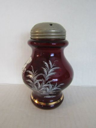 Antique Red Mary Gregory Glass Sugar Shaker 4