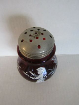 Antique Red Mary Gregory Glass Sugar Shaker 5