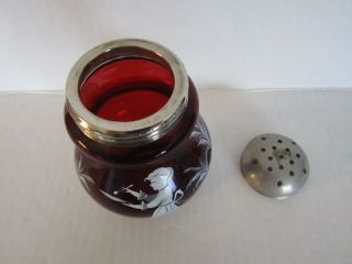 Antique Red Mary Gregory Glass Sugar Shaker 6