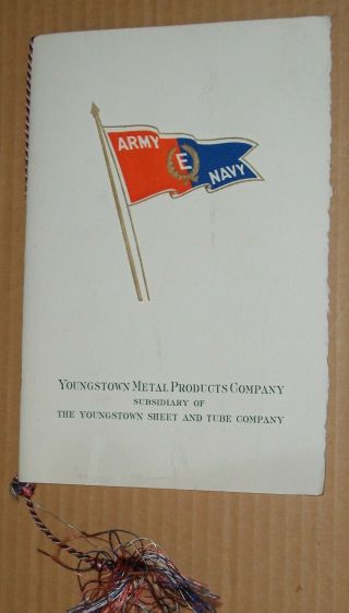 Vintage 1943 Army Navy Production Award Program Youngstown Metal Products