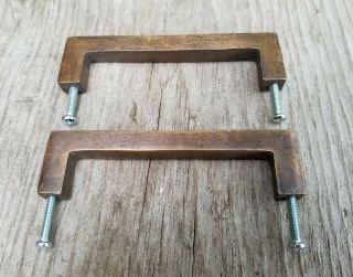 2 Solid Antique Brass Large Strong File Cabinet Drawer Handles 4 - 1/8 